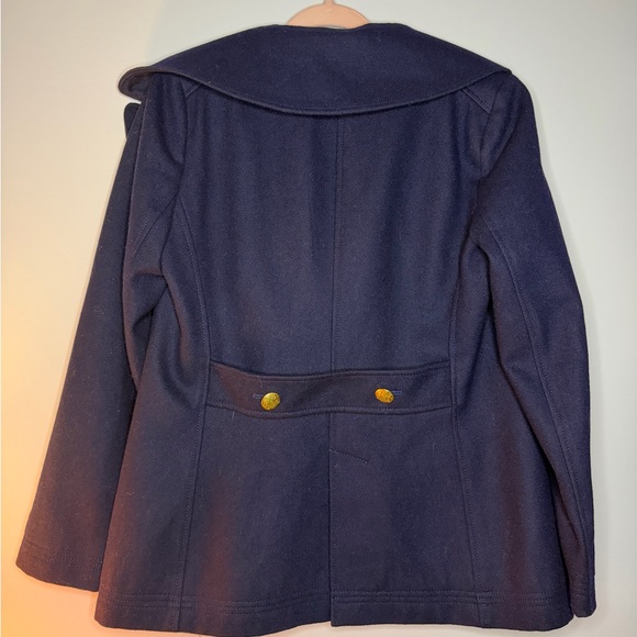 J.Crew Navy Wool Peacoat Gold Crest Buttons Nautical Coat Size 6 - Picture 4 of 8